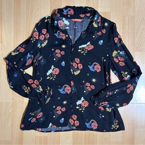 Modcloth Classic Captivation Wizard of Oz Print Button Down Blouse Medium